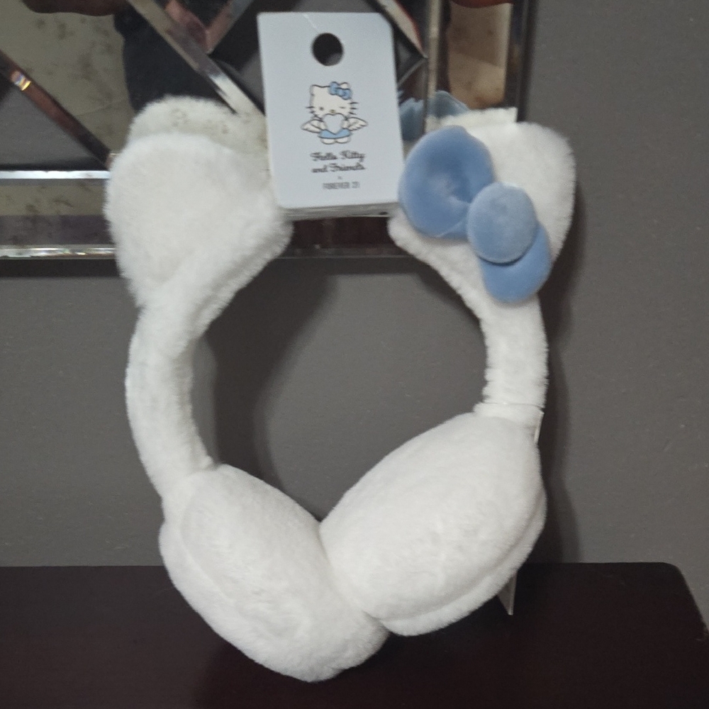 Hello Kitty Plush White and Blue Earmuff